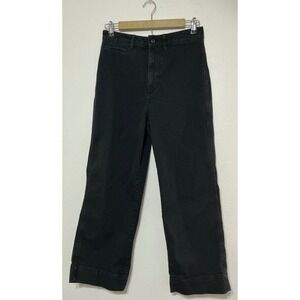 Quince Black Wide Leg Pants Womens 27 High Rise Cotton Stretch Minimalist Casual